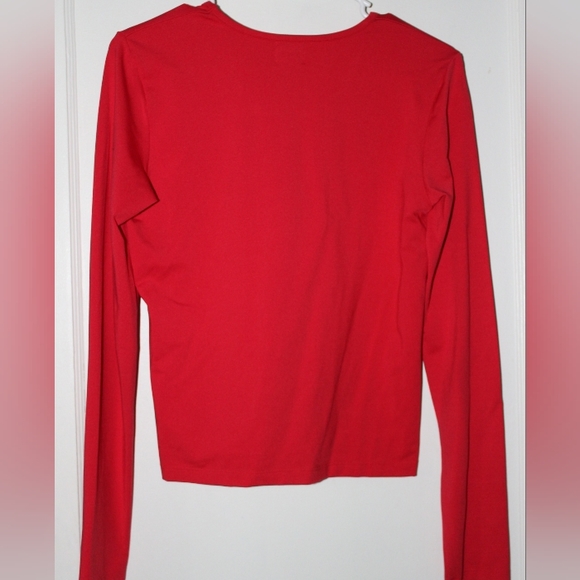 Calvin Klein Long Sleeve Spandex Shirt Red Women's M - Picture 2 of 4